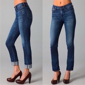 Citizens of Humanity Mandy High Waist Retro Slim Roll Up Jeans Dark Blue